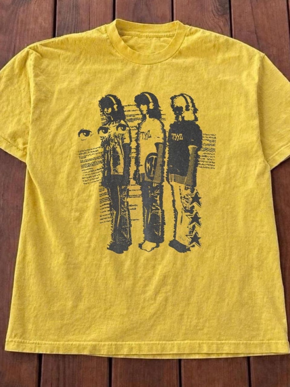 Gildan Yellow Short Sleeve Tee with Dark Graphic Print